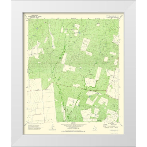 South West Batesville Texas Quad - USGS 1972 White Modern Wood Framed Art Print by USGS