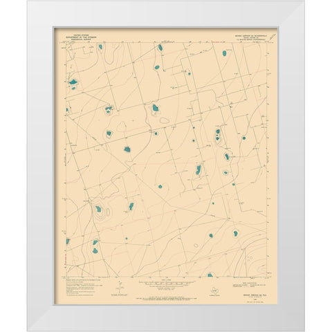 South East Benge Corner Texas Quad - USGS 1968 White Modern Wood Framed Art Print by USGS