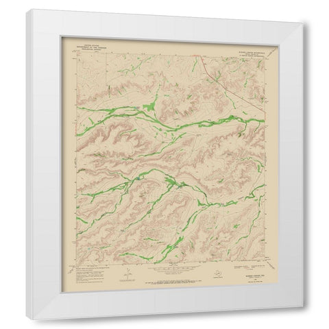 Busher Canyon Texas Quad - USGS 1968 White Modern Wood Framed Art Print by USGS