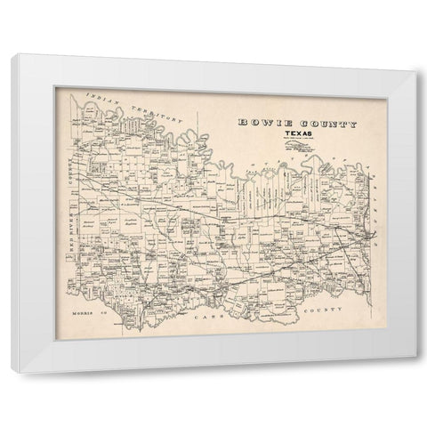 Bowie County Texas - Abrams 1894  White Modern Wood Framed Art Print by Abrams