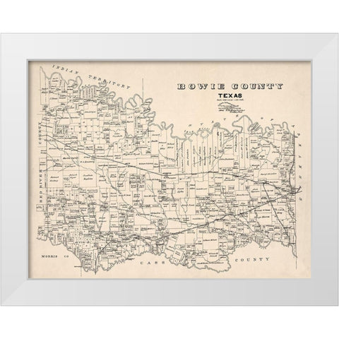 Bowie County Texas - Abrams 1894  White Modern Wood Framed Art Print by Abrams