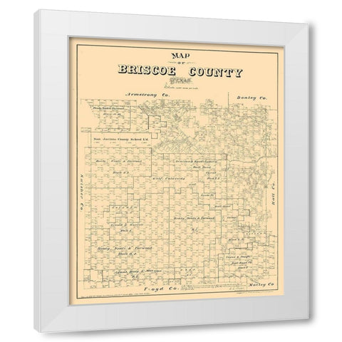 Briscoe County Texas - Walsh 1879  White Modern Wood Framed Art Print by Walsh