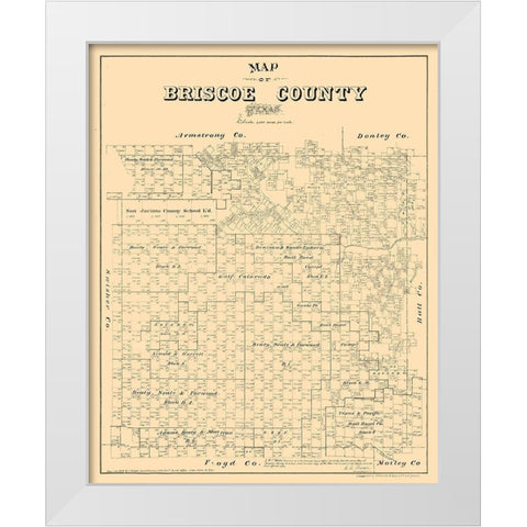 Briscoe County Texas - Walsh 1879  White Modern Wood Framed Art Print by Walsh