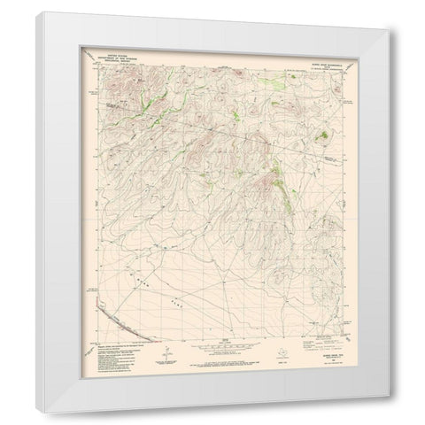 Burro Draw Texas Quad - USGS 1983 White Modern Wood Framed Art Print by USGS