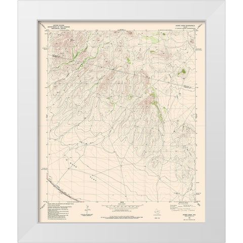 Burro Draw Texas Quad - USGS 1983 White Modern Wood Framed Art Print by USGS