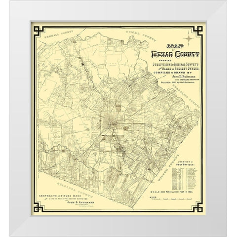 Bexar Texas Landowner - Rullmann 1897 White Modern Wood Framed Art Print by Rullmann