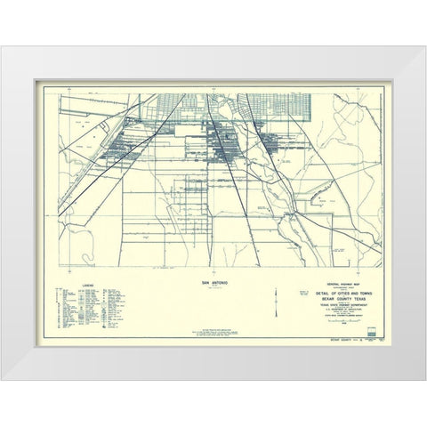 Bexar Texas Highway - Highway Dept 1936 White Modern Wood Framed Art Print by Highway Dept