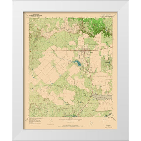 Benjamin Texas Quad - USGS 1967 White Modern Wood Framed Art Print by USGS