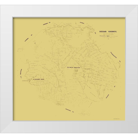 Bexar County Texas - Klappenbach 1871 White Modern Wood Framed Art Print by Klappenbach