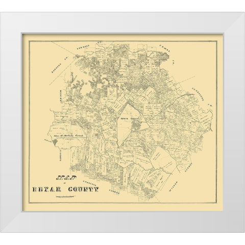 Bexar County Texas - 1879 White Modern Wood Framed Art Print by Unknown