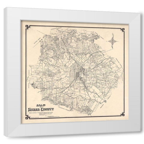 Bexar County Texas - 1887 White Modern Wood Framed Art Print by Unknown