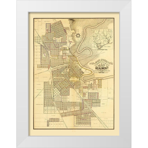 Beaumont Texas - White 1902  White Modern Wood Framed Art Print by White