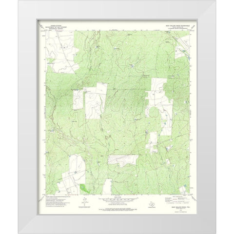 Beef Hollow Creek Texas Quad - USGS 1972 White Modern Wood Framed Art Print by USGS