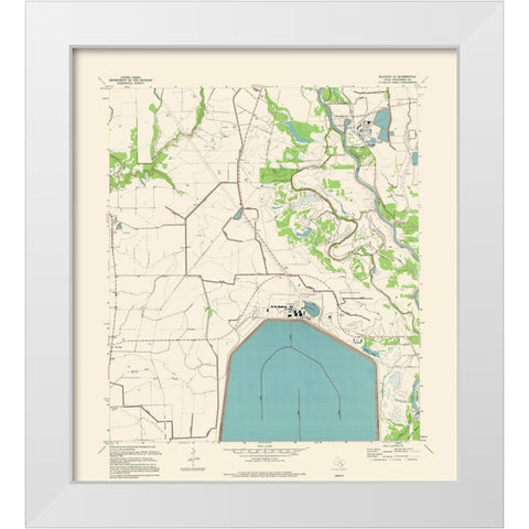 South East Blessing Texas Quad - USGS 1954 White Modern Wood Framed Art Print by USGS