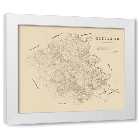 Bosque County Texas - Walsh 1879 White Modern Wood Framed Art Print by Walsh