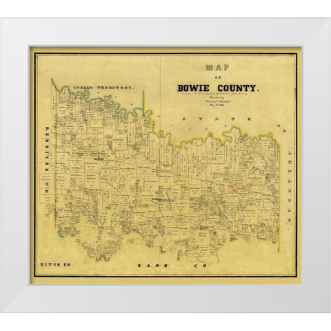 Bowie County Texas - Rosenberg 1860 White Modern Wood Framed Art Print by Rosenberg