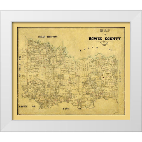 Bowie County Texas - 1884 White Modern Wood Framed Art Print by Unknown