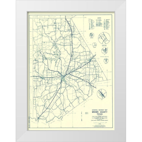 Brown Texas Highway - Highway Dept 1940 White Modern Wood Framed Art Print by Highway Dept
