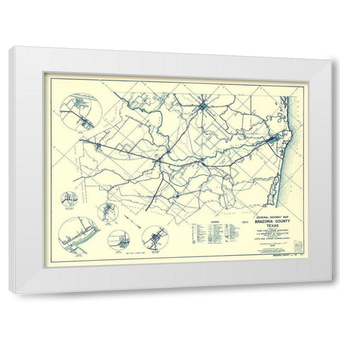 Brazoria Texas Highway - Highway Dept 1936 White Modern Wood Framed Art Print by Highway Dept