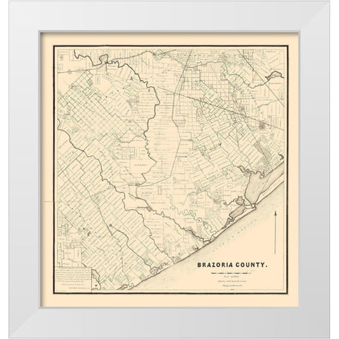 Brazoria County Texas - 1877 White Modern Wood Framed Art Print by Unknown