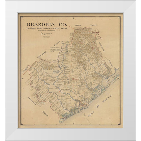 Brazoria County Texas - 1947 White Modern Wood Framed Art Print by Unknown