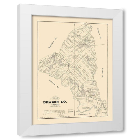 Brazos County Texas - Walsh 1879 White Modern Wood Framed Art Print by Walsh