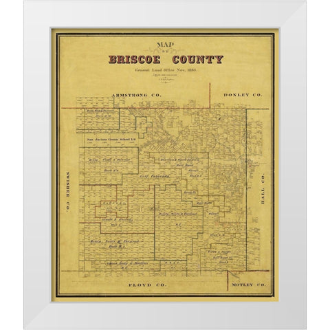 Briscoe County Texas - Blau 1885 White Modern Wood Framed Art Print by Blau