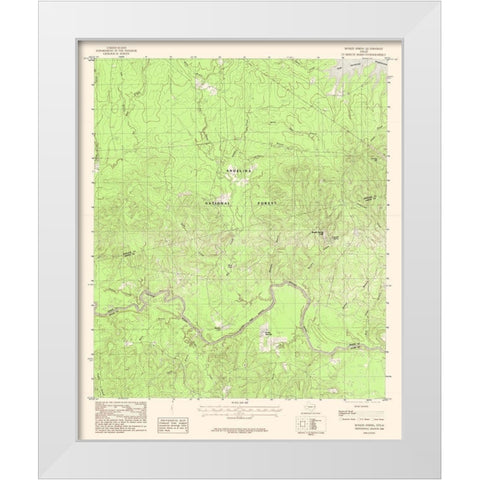 Boykin Spring Texas Quad - USGS 1984 White Modern Wood Framed Art Print by USGS