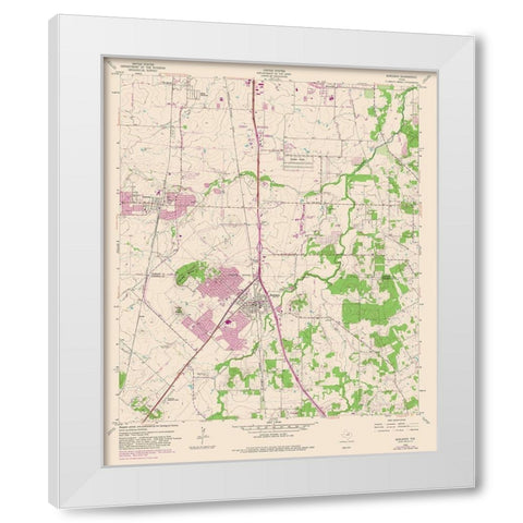 Burleson Texas Quad - USGS 1955 White Modern Wood Framed Art Print by USGS