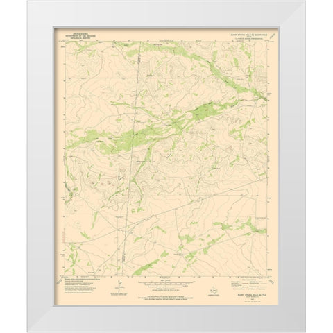 Burnt Spring Hills Texas Quad - USGS 1973 White Modern Wood Framed Art Print by USGS