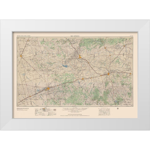 Big Spring Texas Quad - USGS 1954 White Modern Wood Framed Art Print by USGS