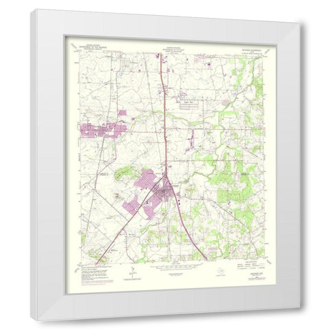 Burleson Texas Quad - USGS 1974 White Modern Wood Framed Art Print by USGS