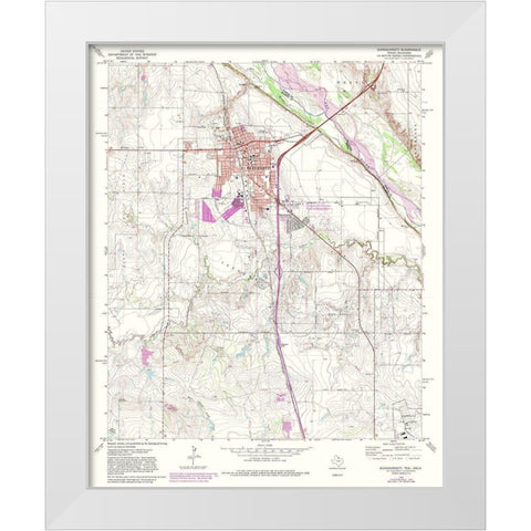 Burkburnett Texas Quad - USGS 1972 White Modern Wood Framed Art Print by USGS