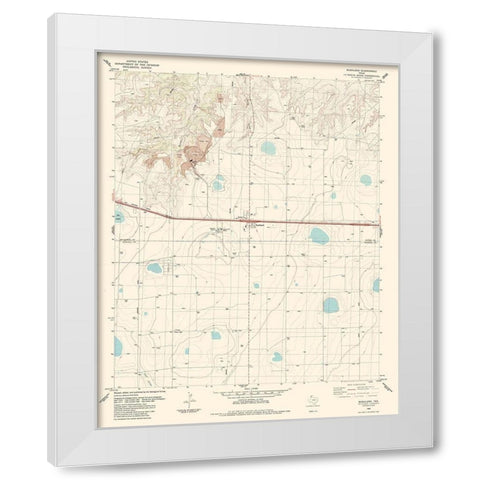 Bushland Texas Quad - USGS 1984 White Modern Wood Framed Art Print by USGS