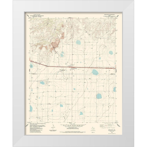 Bushland Texas Quad - USGS 1984 White Modern Wood Framed Art Print by USGS