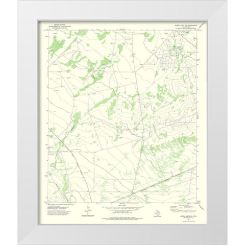 South West Buena Vista Texas Quad - USGS 1972 White Modern Wood Framed Art Print by USGS