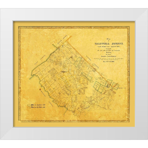Caldwell County Texas - Rosenberg 1861 White Modern Wood Framed Art Print by Rosenberg