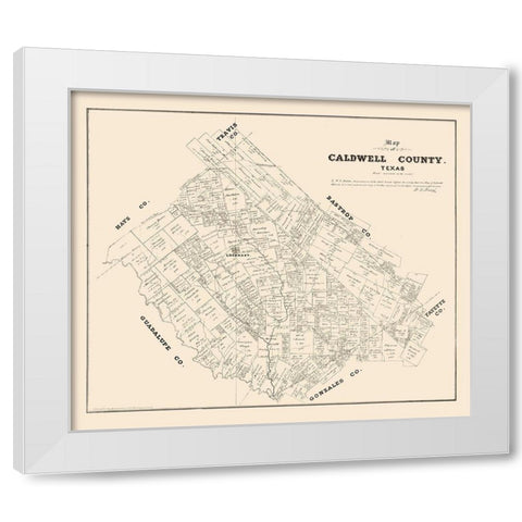 Caldwell County Texas - Walsh 1880 White Modern Wood Framed Art Print by Walsh