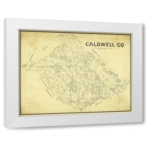 Caldwell County Texas - 1896 White Modern Wood Framed Art Print by Unknown