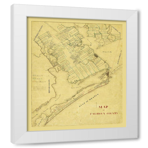 Calhoun County Texas - 1863 White Modern Wood Framed Art Print by Unknown