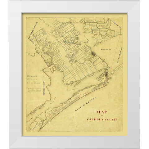 Calhoun County Texas - 1863 White Modern Wood Framed Art Print by Unknown