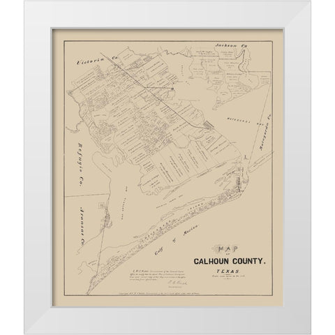 Calhoun County Texas - Walsh 1879 White Modern Wood Framed Art Print by Walsh