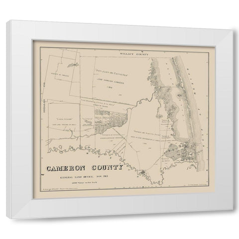 Cameron County Texas - Giles 1913  White Modern Wood Framed Art Print by Giles