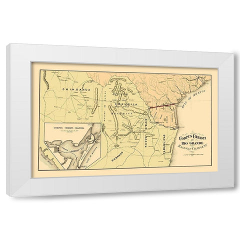 Corpus Christi and Rio Grande Railway 1874 White Modern Wood Framed Art Print by Bien