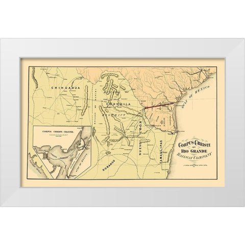Corpus Christi and Rio Grande Railway 1874 White Modern Wood Framed Art Print by Bien