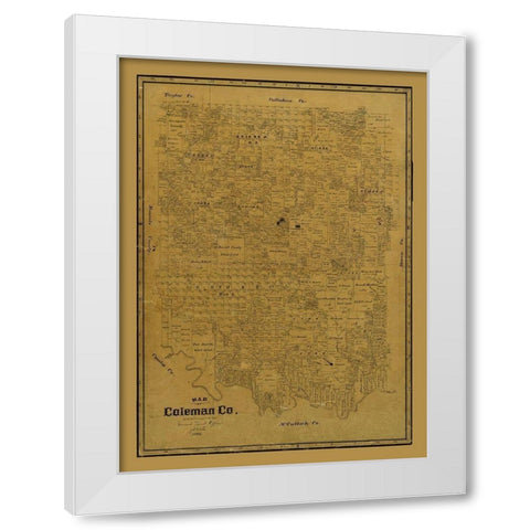 Coleman County Texas - Clark 1895  White Modern Wood Framed Art Print by Clark