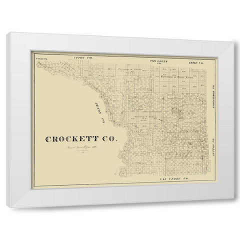 Crockett County Texas -1894 White Modern Wood Framed Art Print by Unknown