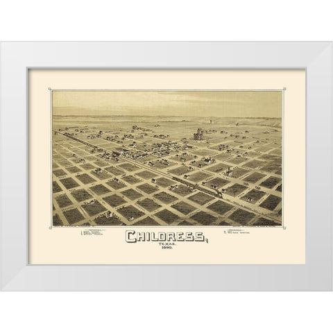 Childress Texas - Fowler 1890 White Modern Wood Framed Art Print by Fowler