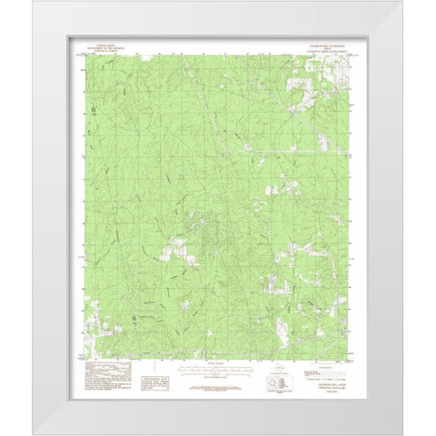 Chambliss Hill Teaxs Quad - USGS 1984 White Modern Wood Framed Art Print by USGS