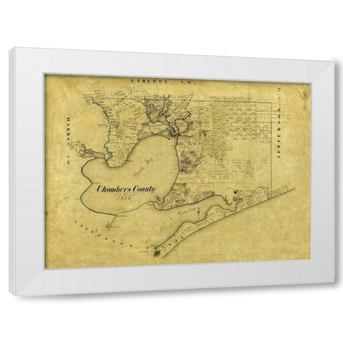 Chambers County Texas - Bieberstein 1862 White Modern Wood Framed Art Print by Bieberstein